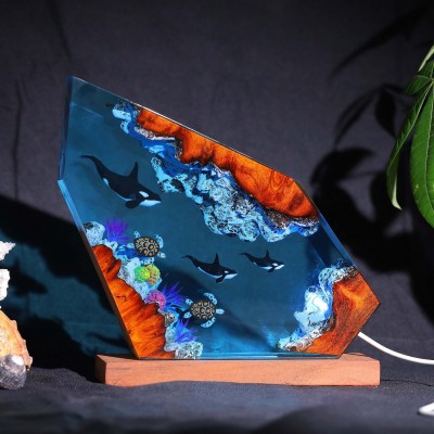 Killer Whale and Turtle Resin Lamp Epoxy Resin Night Light